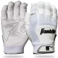 Franklin Shok-Sorb X Youth Baseball Batting Gloves - Pearl/White